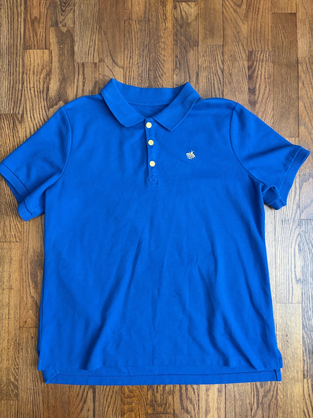 Joan Rivers Cotton Pique Polo Shirt Navy Bumblebee Collared Women's Size Medium
